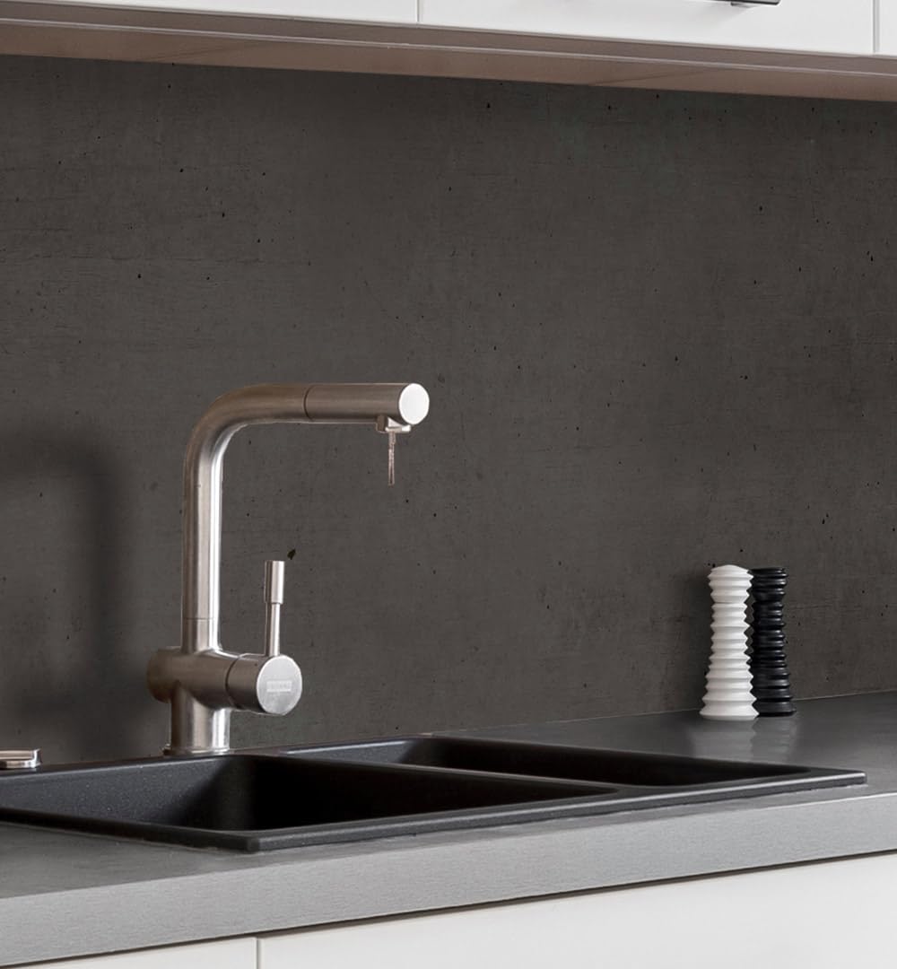 Küchenrückwand Folie selbstklebend matt Versteift - einfache Montage ohne Bohren - Spritzschutz Küche Klebefolie 180 x 6