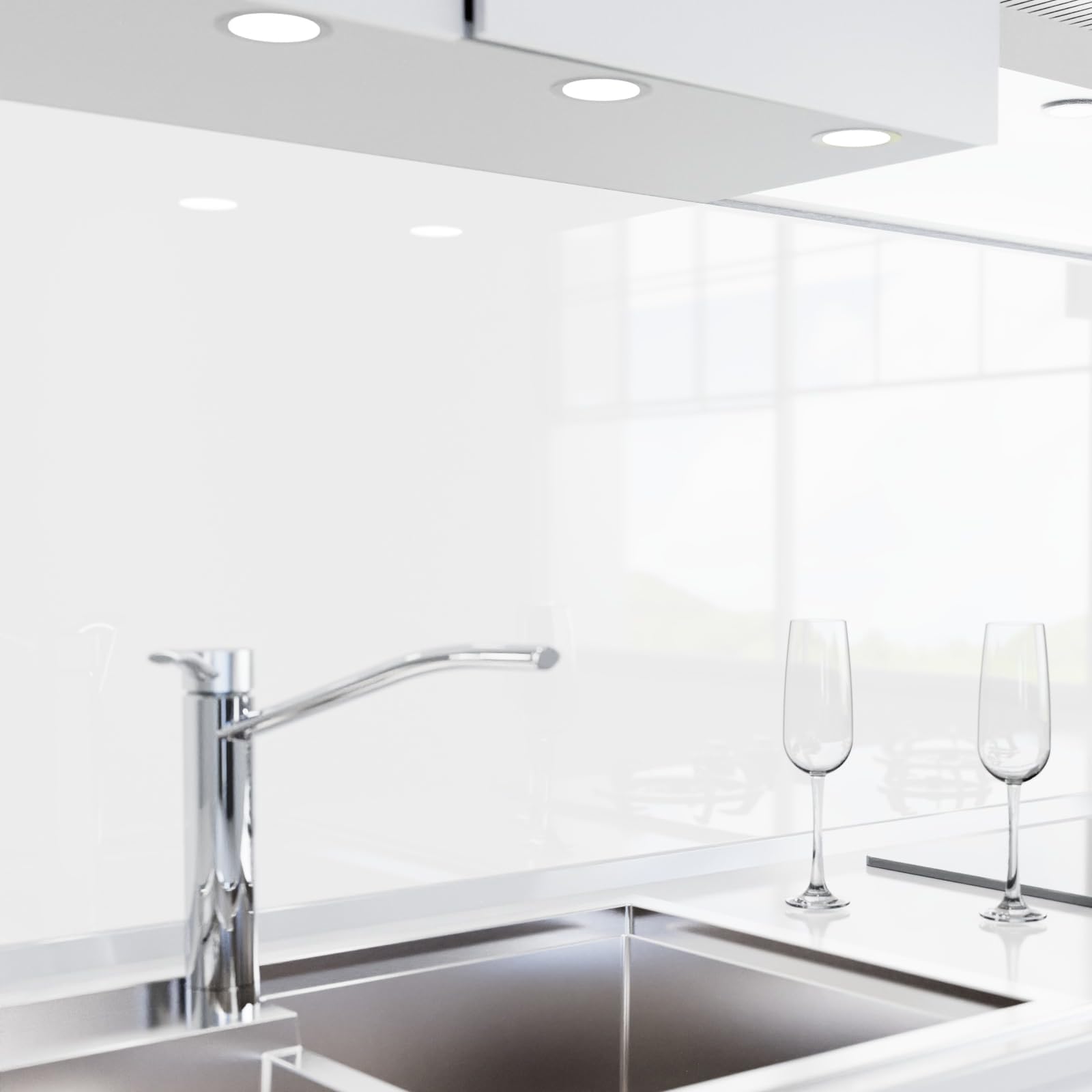 Danario Küchenrückwand Selbstklebend - Spritzschutz - für Küche - versteifte PET Folie 0,8 mm - Polarweiß - Materialmust